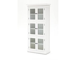 Vitrinekast wit - landelijke witte vitrinekast - 90bx40dx190h - 3 legplanken - 3 dubbele deurtjes - gemonteerd - Nova Solo - CA610