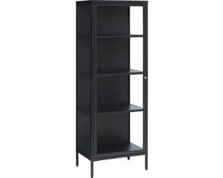 Vitrinekast Zwart - Metaal - 40x57,5x160cm - Soft Closing - Vitrinekast Carmel - Giga Living