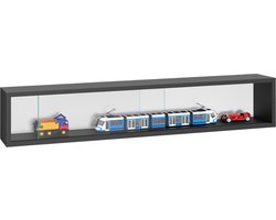 Vitrinekastje staande hangende wandvitrine - schuifdeuren - 95 x 18 x 12 cm