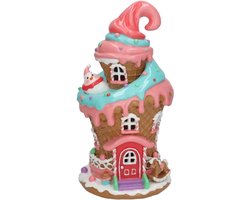 Viv! Christmas Kerstbeeld - IJshoorn Gingerbread Huis incl. LED Verlichting - pastel - 28cm
