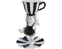 Viv! Christmas Paasdecoratie - Paashaas met Kop en Schotel - zwart wit - pasen - 24cm