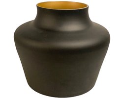 Viv! Home Luxuries Vaas - glas - zwart goud - 22cm - topkwaliteit