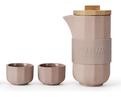 Viva Scandinavia Alexander Thee Set - Porselein/RVS/Siliconen - Set van 3 Stuks - Bruin