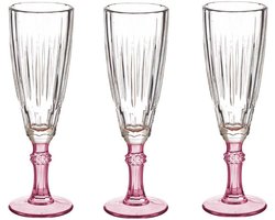 Vivalto Champagneglazen Exotic Collection - set 6x - roze voet - 170 ml - Champagne flutes