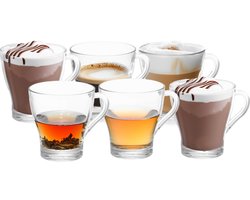 Vivalto Design Koffie/thee glazen met oor - 6x stuks - glas - 280 ml