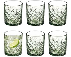 Vivalto Drinkglazen Fantasy - 6x stuks - 350 ml - glas - groen transparant - waterglazen