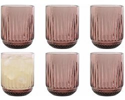 Vivalto Drinkglazen Sevilla - waterglazen - roze transparant - glas - set 6x stuks - 275 ml