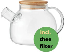 Vivalto | Glazen theepot | Bamboe theepot met filter | Bamboe theepot | theepot