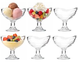 Vivalto IJcoupes/IJsjes/Dessert serveer schaaltjes - set 6x stuks - transparant glas - 180 ml