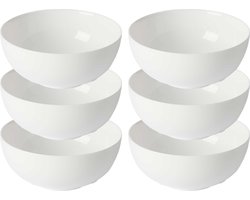 Vivalto Kommetjes/serveer schaaltjes/soepkommen - 6x - Opal - keramiek - D15 x H6 cm - ivoor wit - Stapelbaar