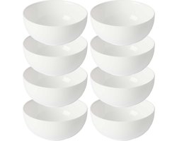 Vivalto Kommetjes/serveer schaaltjes/soepkommen - 8x - Opal - keramiek - D13 x H6 cm - ivoor wit - Stapelbaar