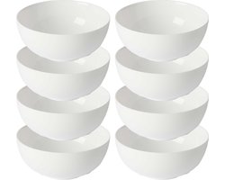 Vivalto Kommetjes/serveer schaaltjes/soepkommen - 8x - Opal - keramiek - D15 x H6 cm - ivoor wit - Stapelbaar