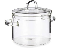 Vivalto Kookpan met deksel - borosilicaat glas - 1.4 L - D15 x H20 cm - transparant