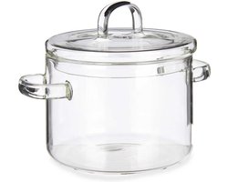 Vivalto Kookpan met deksel - borosilicaat glas - 1.8 L - D15 x H15 cm - transparant