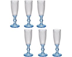 Vivalto - Luxe Champagneglazen Monaco serie set 12x blauwe voet 180 ml