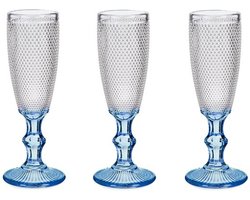 Vivalto - Luxe Champagneglazen Monaco serie set 6x blauwe voet 180 ml