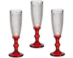 Vivalto - Luxe Champagneglazen Monaco serie set 6x op rode voet 180 ml