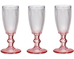 Vivalto - Luxe Champagneglazen Monaco serie set 6x op roze voet 180 ml