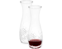 Vivalto schenkkan/water/wijn karaf - 2x - sierlijk glas - transparant - 1000 ml - D10 x H28 cm