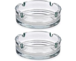 Vivalto Set van 4x stuks asbakken - van transparant glas - Diameter 10.5 x Hoogte 3.5 cm