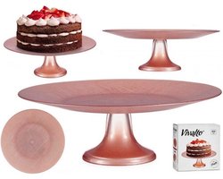 Vivalto Taartplateau - Roze - Glas - 33 x 9 x 33 cm