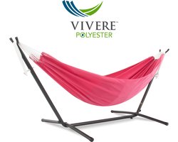 Vivere Double Polyester Hangmat met standaard (250 CM) - Hot Pink