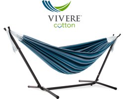 Vivere Dubbele Hangmat met Standaard - Blue Lagoon