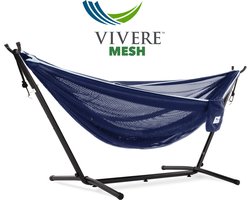 Vivere Mesh Hangmat met standaard (280 CM) -Navy/Turquoise