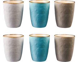 Vivi Oggi - Mokken - Bekers - Set van 6 - 3 Kleuren - 225ml - Italië - Kerst