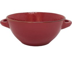 Vivi Oggi - Soepkommen met oor - Ø 15cm - Rood - Kerst - Italië