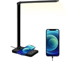Vivid Green Bureaulamp Led - Leeslamp Staand - Leeslampje voor Boek - Wireless Charger - Draadloze Oplader - Dimbaar - Desk Lamp