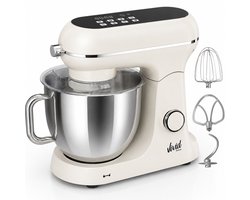 Vivid Green Luxe Keukenmixer - 7L Mengkom met Verwarmde Bodem - Rijsfunctie - Touchscreen & Timer - Vaatwasserbestendig - Keukenmachine - Keukenrobot - Crème