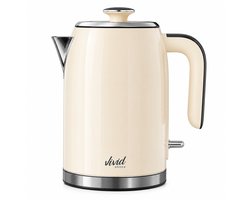 Vivid Green Luxe Waterkoker 1.7L - Retro Design - 2200W - BPA-vrij - 360° - RVS - Creme