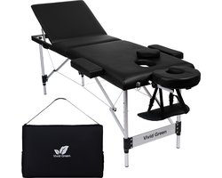 Vivid Green Massagetafel 3 zones - Inklapbaar - Max Draagvermogen 230 KG - 8 Hoogtestanden - Behandelbank - Behandeltafel - Bed - Incl. Opbergtas