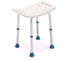 Vixomed Douchekruk met Douchekophouder – Verstelbaar in Hoogte – Anti Slip Douchestoel voor Badkamer en Senioren - Met drainagegaten – Max. 150 kg – Wit