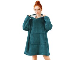 V&L comfortlifestyle - Fleece deken met mouwen - sweater - 280 gsm - Turquoise - Snuggle Hoodie