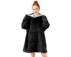 V&L comfortlifestyle - Fleece deken met mouwen - sweater - 280 gsm - Zwart - Snuggle Hoodie