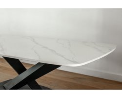VL HOME luxe salontafel in wit keramiek met metalen onderstel.