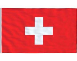 Vlag , 90x150 cm , kleurrijk , duurzaam , polyester , meerkleurig , messing oogjes, zwitserland