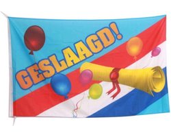 Vlag Geslaagd - Geslaagd versiering - Nederlandse vlag - Afgestudeerd - Graduated - 90 x 150 cm - Polyester - multicolor