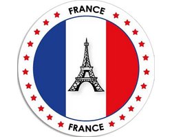Vlag van Frankrijk stickers - rond - D14,8 cm - In vlag kleuren - Landen thema decoratie - feestartikelen - versieringen - supporters