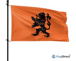 VlagDirect - Oranje Leeuw vlag - Oranje vlag - Oranje voetbal vlag - Nederlands Elftal vlag - Hollandse leeuw vlag - 150 x 225 cm - XL vlag.
