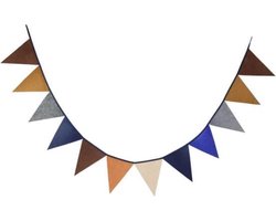 Vlaggenlijn Guirlande van stof - Wasbare slingers voor kinderkamer & feest - Stoer - blauw - bruin- grijs - DH collection