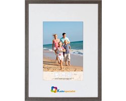 Vlakke Houten Wissellijst - Fotolijst - 20x20 cm - Helder Glas - Antraciet Eik - 15 mm