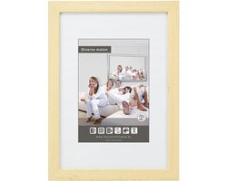 Vlakke Houten Wissellijst - Fotolijst - 20x20 cm - Helder Glas - Blank Ongelakt - 20 mm