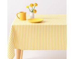 Vlekbestendig Tafelkleed – Stijlvol, Fris & Praktisch katoenen tafellaken streep 140 x 200 mellow yellow geel