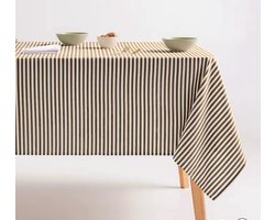 Vlekbestendig Tafelkleed – Stijlvol, Fris & Praktisch katoenen tafellaken streep 160 x 200 taupe