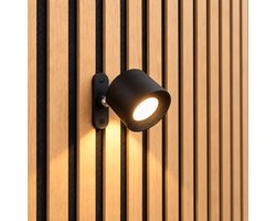 Vleugel Wandlamp voor Akoestische Panelen - Oplaadbaar - Dimbaar - 3 Lichtkleuren - Met Afstandsbediening - Draaibaar - Zonder Boren - Zwart