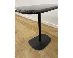 VLHOME Uniek design metalen leg , Natuur marmeren blad 54 x 40 x 50H Zwart