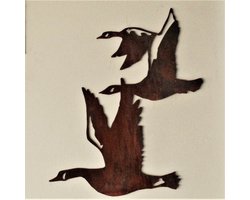 Vliegende Ganzen van Cortenstaal Tuindecoratie Wanddecoratie